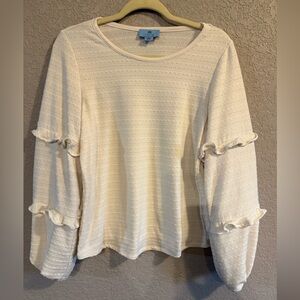 CeCe Cream Ruffle Long Sleeve Top
